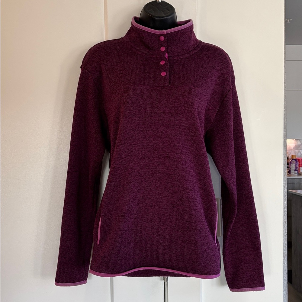 Eddie Bauer Deep Purple Knit 1/4 mock neck Sweater